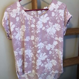 Light purple and white floral blouse